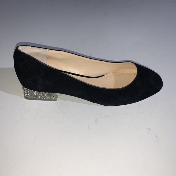 Betsey Johnson Shoes Womens Size 6.5 Black Rhinestone Block Heel Pumps SB Frida - Picture 2 of 10